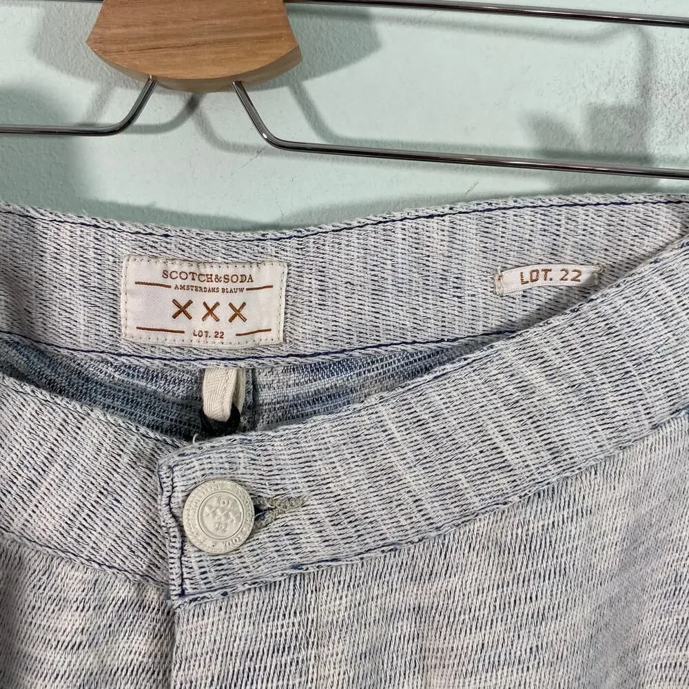 Scotch & Soda Men Grey The Lava Tears Slim Fit Distressed Pants Size L NWT